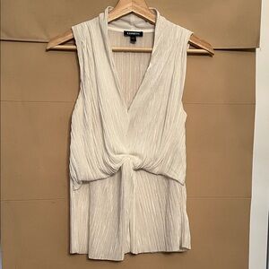 Express Women's Ivory Pleated Twist Blouse